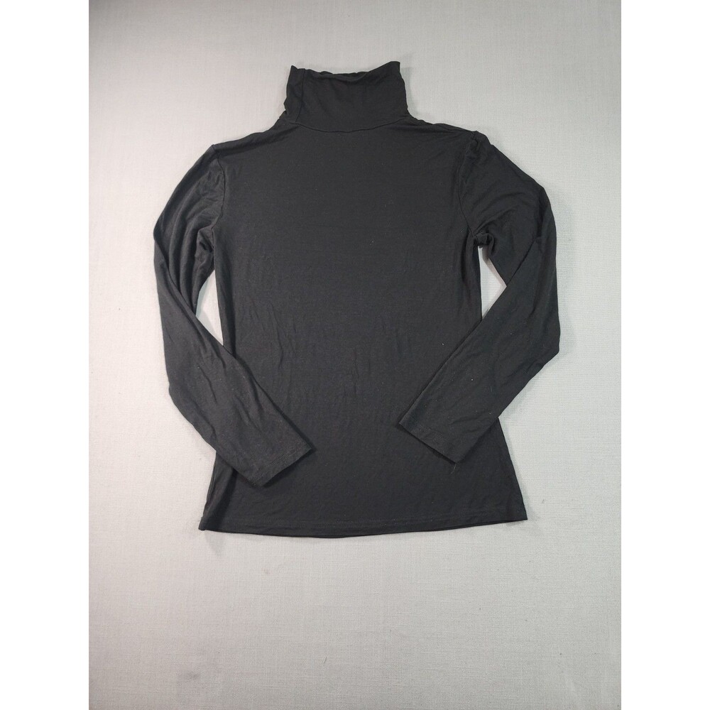 Black Turtleneck Top Long Sleeve Stretch Basic Slim Fit Women’s Size S
